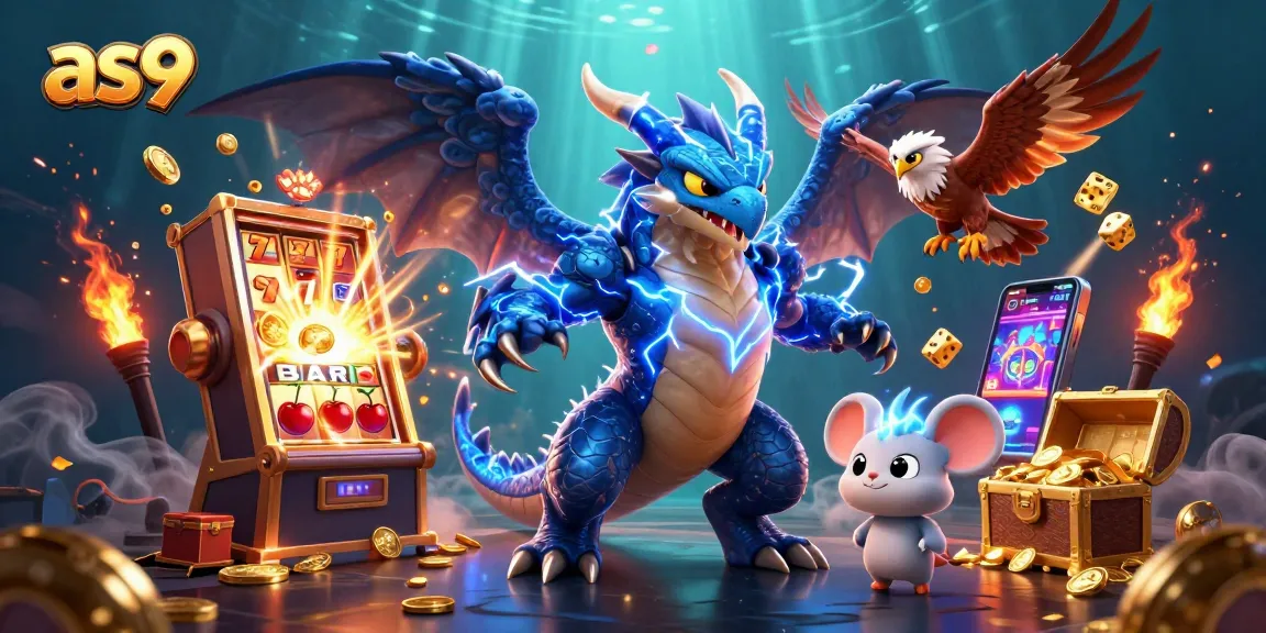 Join the thrilling world of as9 with an electrifying thunder dragon and vibrant casino elements!