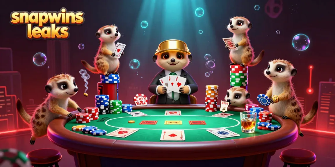 Engage with snapwins leaks in a vibrant 3D poker casino run by meerkats, showcasing a lively gaming atmosphere.